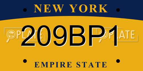 209BP1 New York License Plate