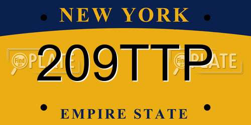 209TTP New York License Plate