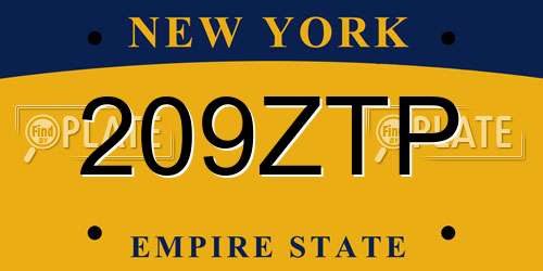 209ZTP New York License Plate