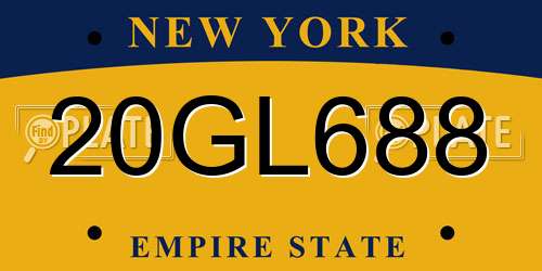 20GL688 New York License Plate