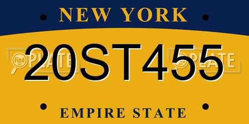20ST455 New York License Plate