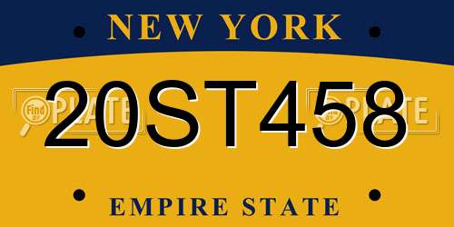 20ST458 New York License Plate
