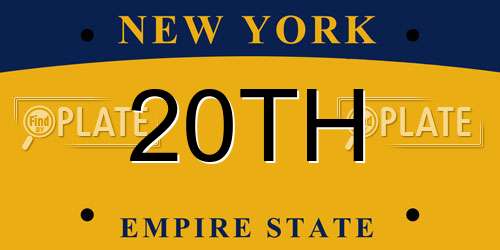 20TH New York License Plate