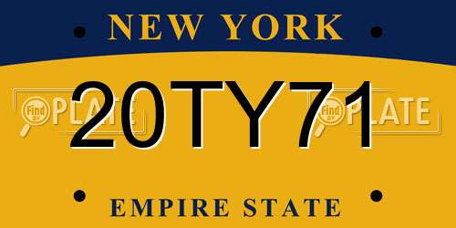 20TY71 New York License Plate