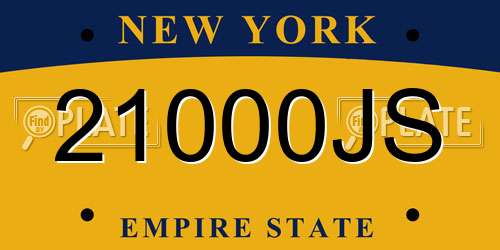 21000JS New York License Plate