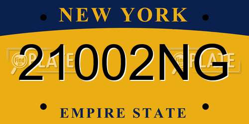 21002NG New York License Plate