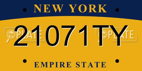 21071TY New York License Plate