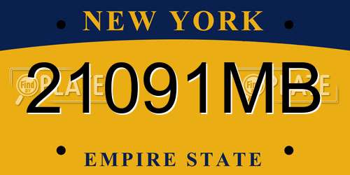 21091MB New York License Plate