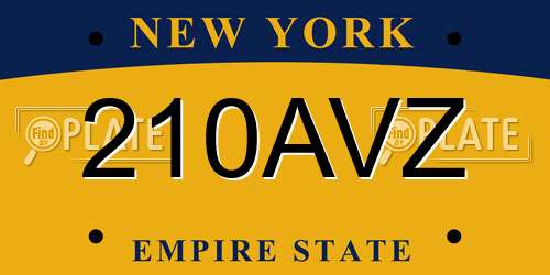 210AVZ New York License Plate