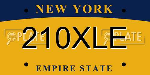 210XLE New York License Plate