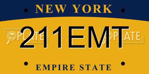 211EMT New York License Plate