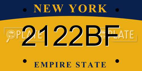 2122BF New York License Plate