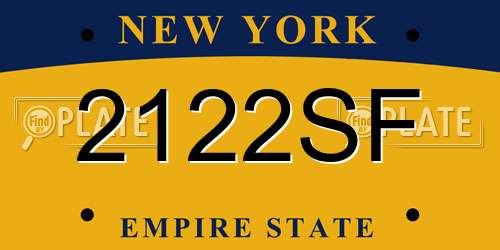 2122SF New York License Plate
