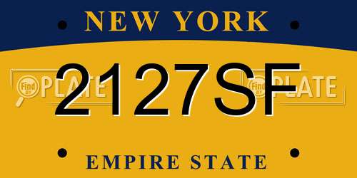 2127SF New York License Plate