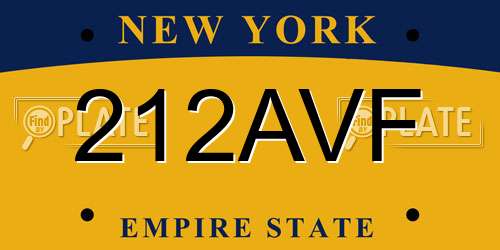 212AVF New York License Plate