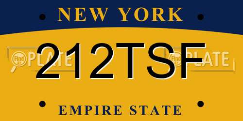 212TSF New York License Plate