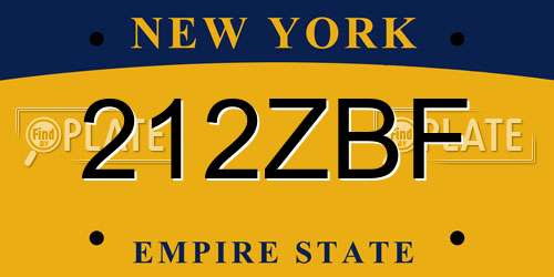 212ZBF New York License Plate