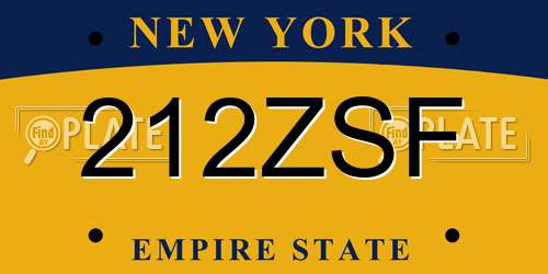 212ZSF New York License Plate