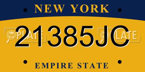 21385JC New York License Plate