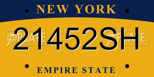 21452SH New York License Plate
