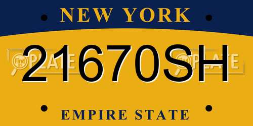 21670SH New York License Plate