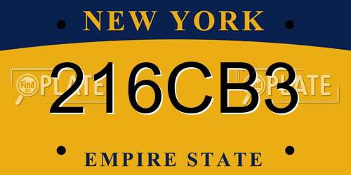 216CB3 New York License Plate