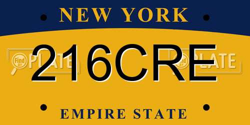 216CRE New York License Plate