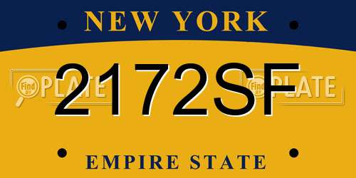 2172SF New York License Plate