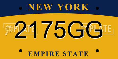 2175GG New York License Plate