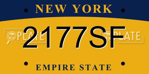2177SF New York License Plate
