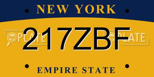 217ZBF New York License Plate