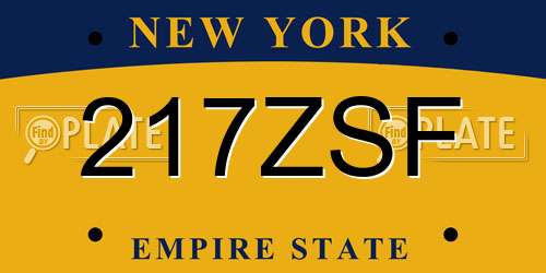217ZSF New York License Plate