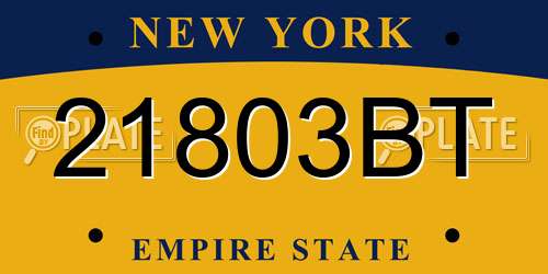 21803BT New York License Plate