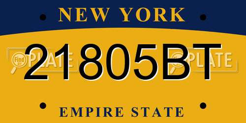 21805BT New York License Plate
