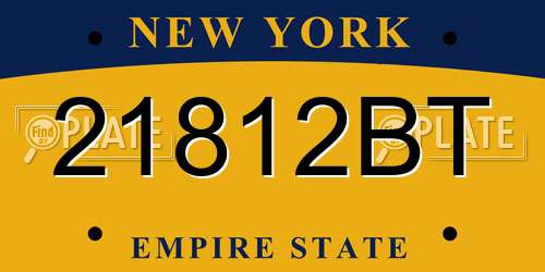 21812BT New York License Plate