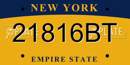21816BT New York License Plate