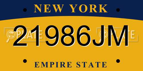 21986JM New York License Plate