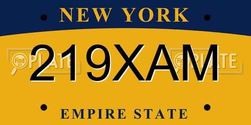 219XAM New York License Plate