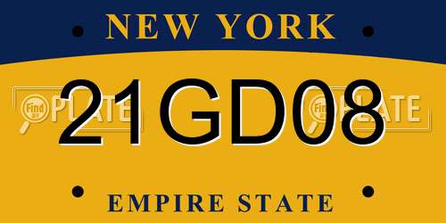 21GD08 New York License Plate