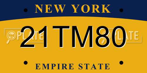 21TM80 New York License Plate