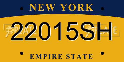 22015SH New York License Plate