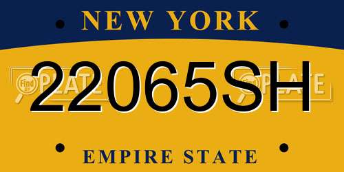 22065SH New York License Plate