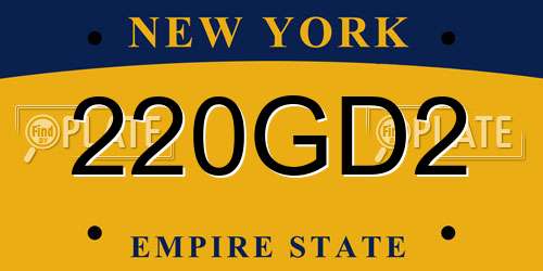 220GD2 New York License Plate