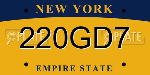 220GD7 New York License Plate