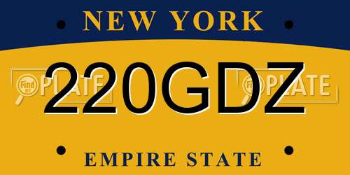 220GDZ New York License Plate