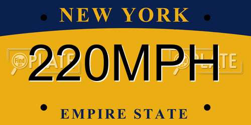 220MPH New York License Plate