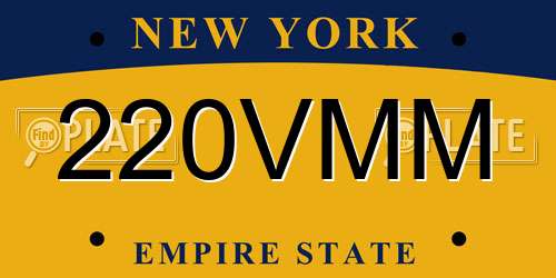 220VMM New York License Plate