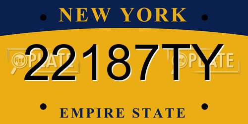 22187TY New York License Plate