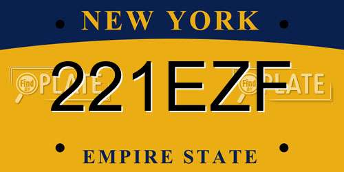 221EZF New York License Plate