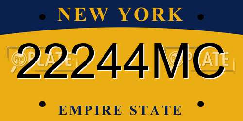 22244MC New York License Plate